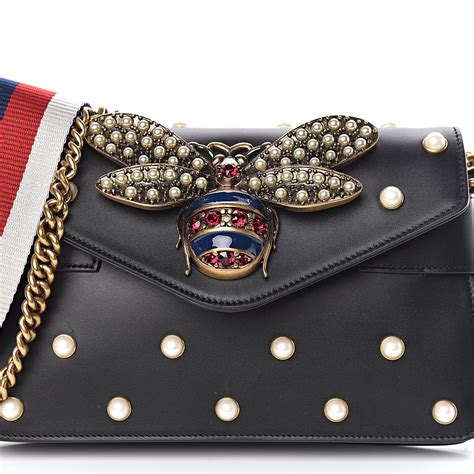 fake gucci bee handbag|gucci black bag with pearls.